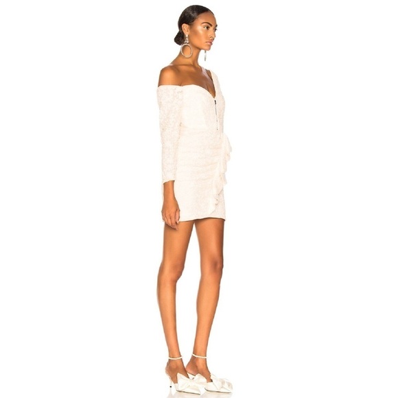 Nwt Self-Portrait Sequin Ruffle Mini Dress Ivory - Picture 3 of 15